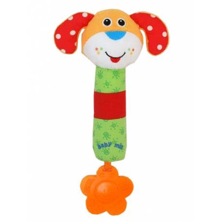 Dětská pískací plyšová hračka s chrastítkem Baby Mix pejsek