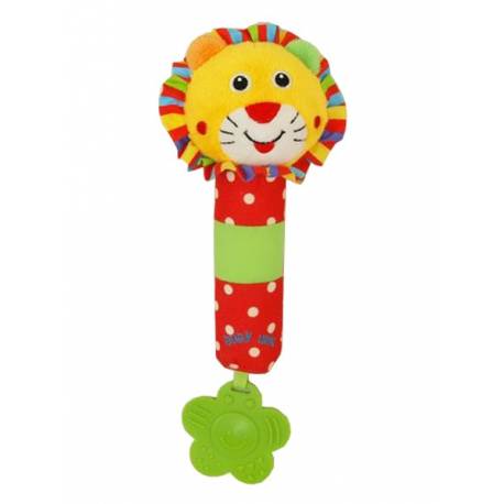 Dětská pískací plyšová hračka s chrastítkem Baby Mix lev