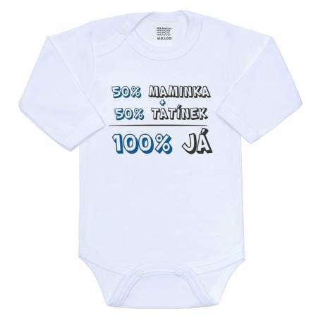 Body s potiskem New Baby 50% MAMINKA + 50% TATÍNEK - 100% JÁ modré