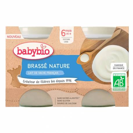BABYBIO Brassé z francúzskeho mlieka natur 2x130 g