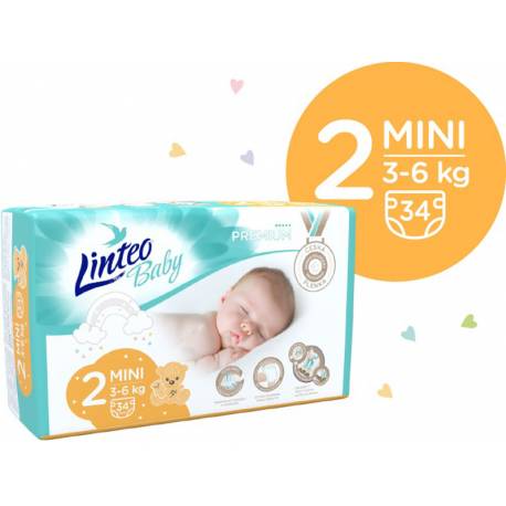LINTEO BABY Plienky Baby Prémium 2 MINI (3-6 kg) 136 ks